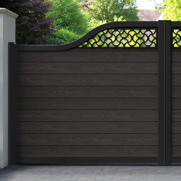 Classic Vida Curved Top Driveway Gate - Dark Oak - Top Screen