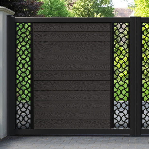 Classic Vida Straight Top Driveway Gate - Dark Oak - Middle & End Screen