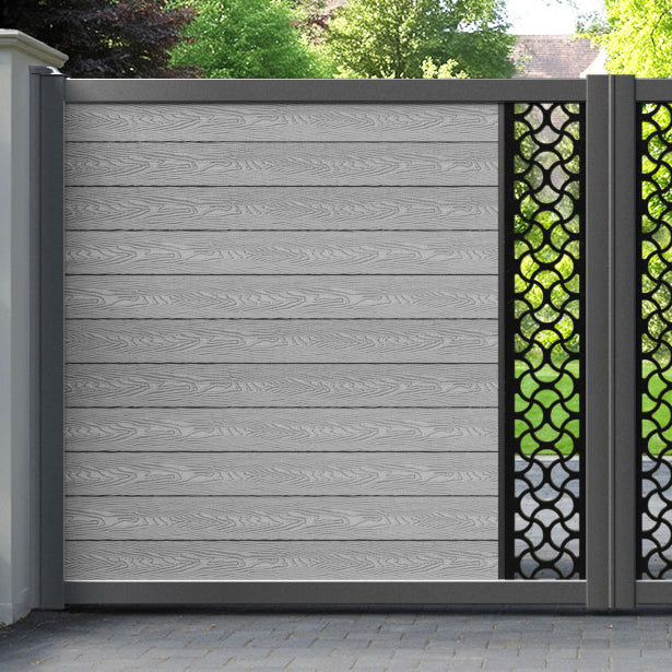Classic Vida Straight Top Driveway Gate - Light Grey - Middle Screen