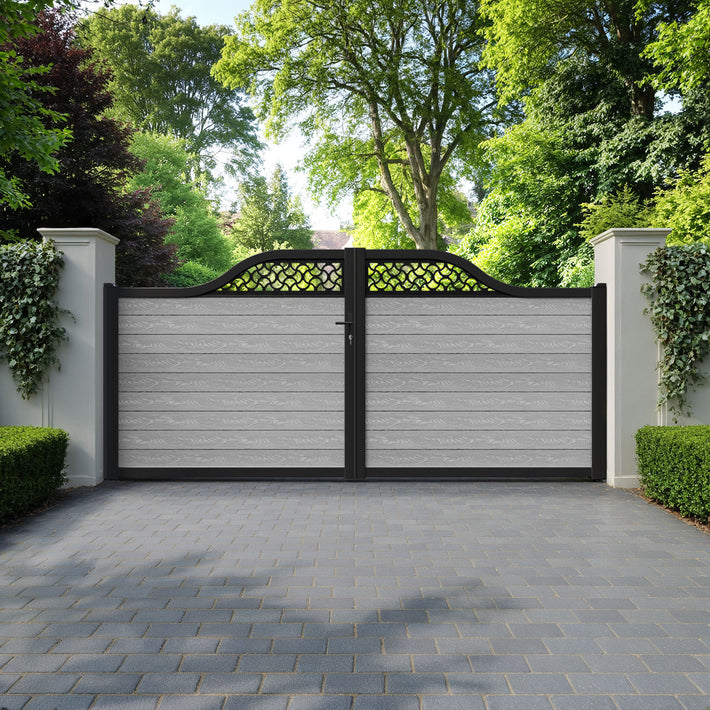 Classic Vida Curved Top Driveway Gate - Light Grey - Top Screen