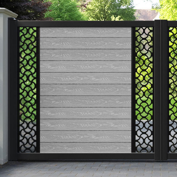 Classic Vida Straight Top Driveway Gate - Light Grey - Middle & End Screen