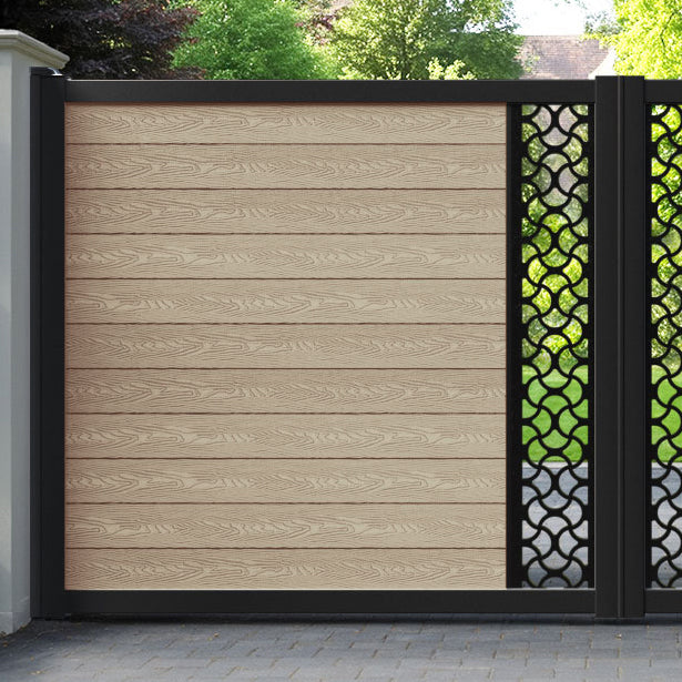 Classic Vida Straight Top Driveway Gate - Light Oak - Middle Screen