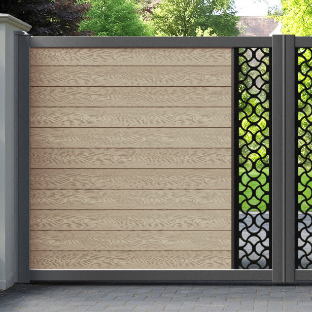 Classic Vida Straight Top Driveway Gate - Light Oak - Middle Screen