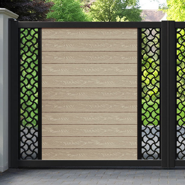 Classic Vida Straight Top Driveway Gate - Light Oak - Middle & End Screen
