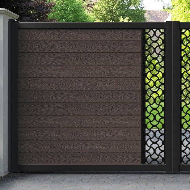 Classic Vida Straight Top Driveway Gate - Mid Brown - Middle Screen