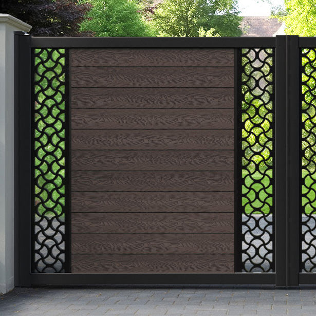 Classic Vida Straight Top Driveway Gate - Mid Brown - Middle & End Screen