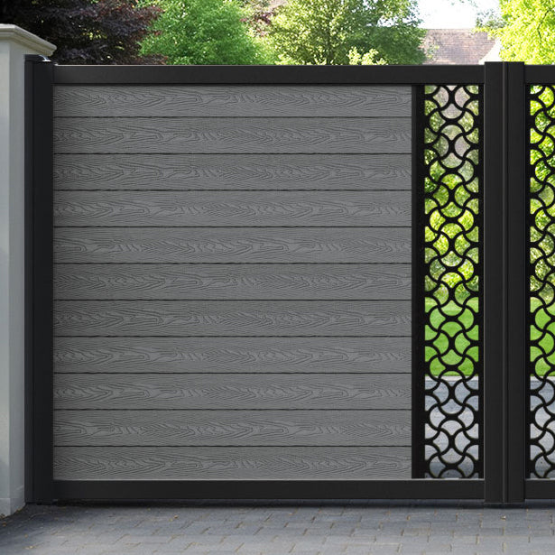 Classic Vida Straight Top Driveway Gate - Mid Grey - Middle Screen