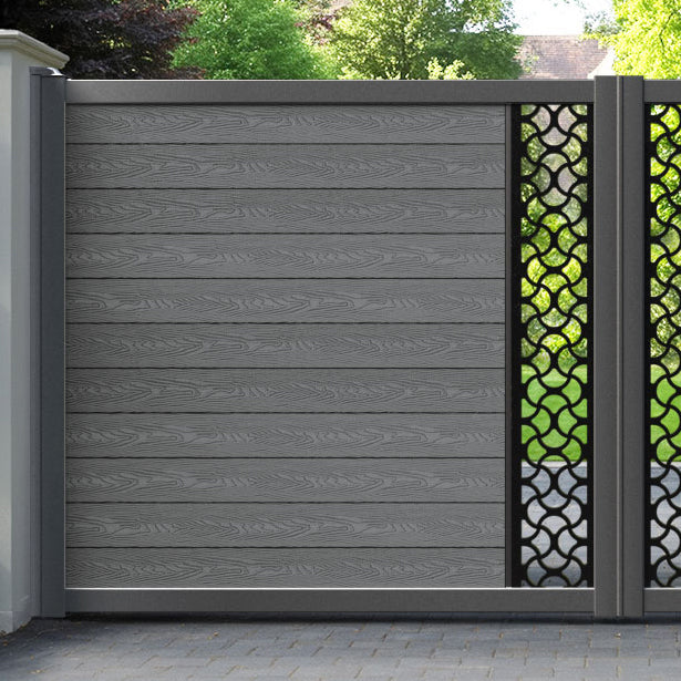 Classic Vida Straight Top Driveway Gate - Mid Grey - Middle Screen