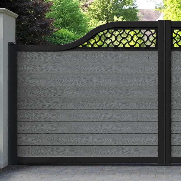 Classic Vida Curved Top Driveway Gate - Mid Grey - Top Screen