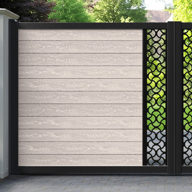Classic Vida Straight Top Driveway Gate - Mid Stone - Middle Screen