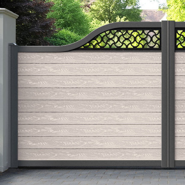 Classic Vida Curved Top Driveway Gate - Mid Stone - Top Screen