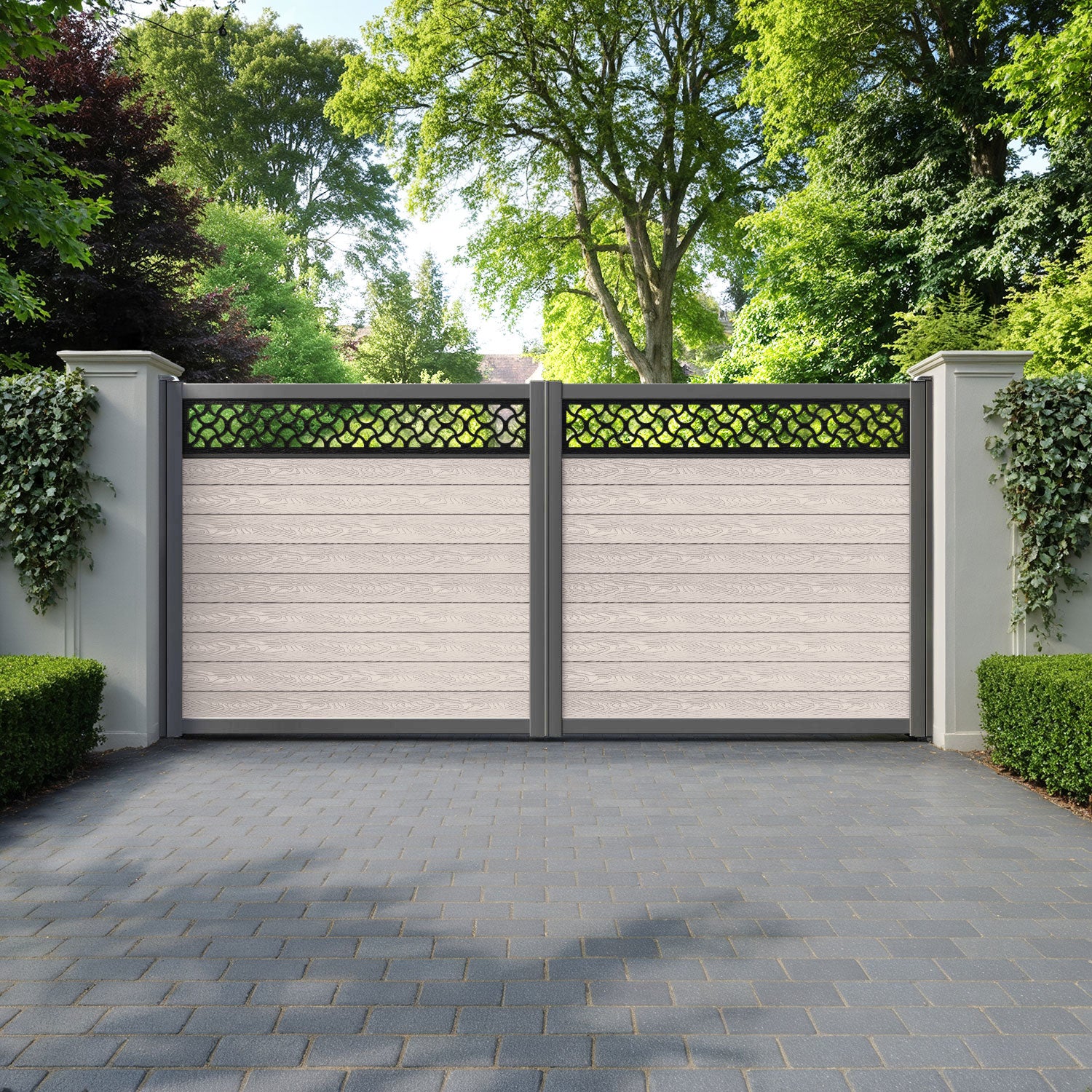 Classic Vida Straight Top Driveway Gate - Mid Stone - Top Screen
