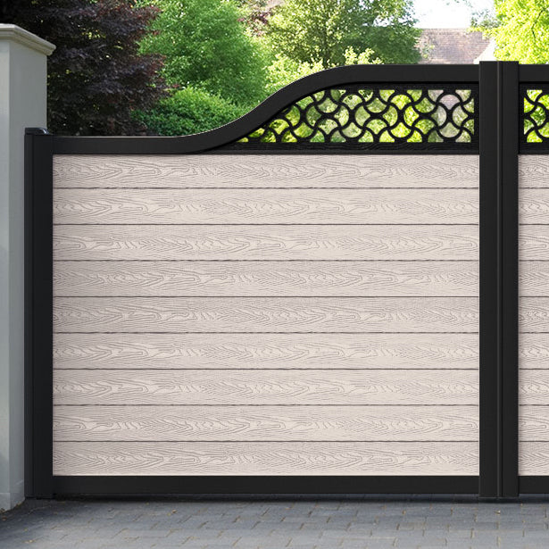Classic Vida Curved Top Driveway Gate - Mid Stone - Top Screen