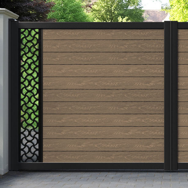 Classic Vida Straight Top Driveway Gate - Teak - End Screen