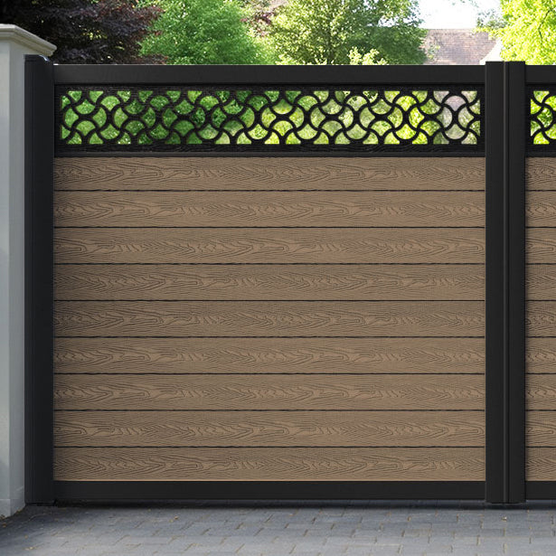 Classic Vida Straight Top Driveway Gate - Teak - Top Screen