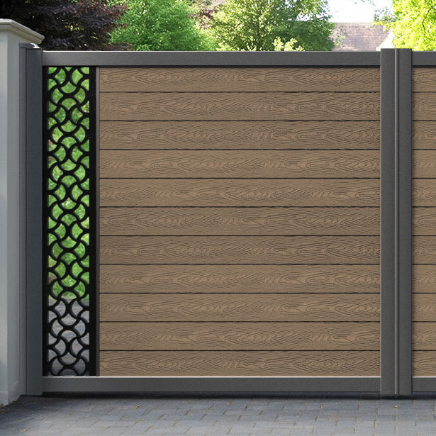 Classic Vida Straight Top Driveway Gate - Teak - End Screen