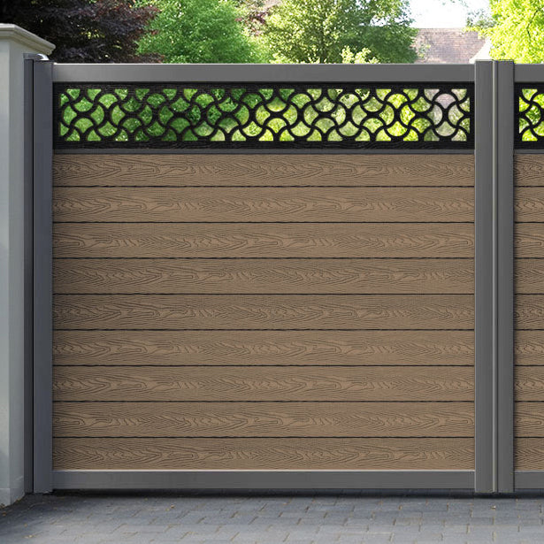 Classic Vida Straight Top Driveway Gate - Teak - Top Screen