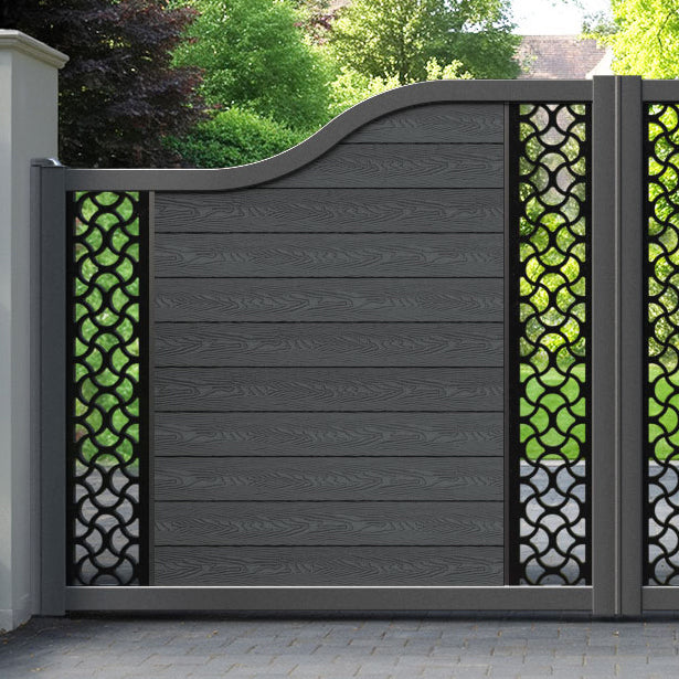 Classic Vida Curved Top Driveway Gate - Dark Grey - Middle & End Screen