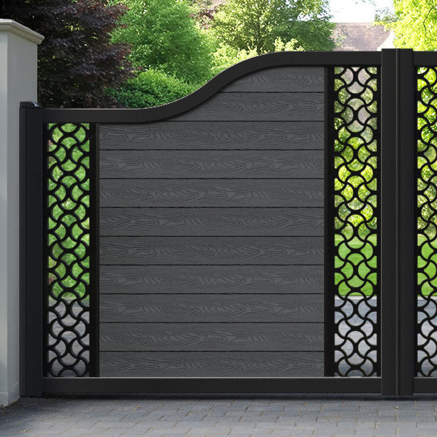 Classic Vida Curved Top Driveway Gate - Dark Grey - Middle & End Screen