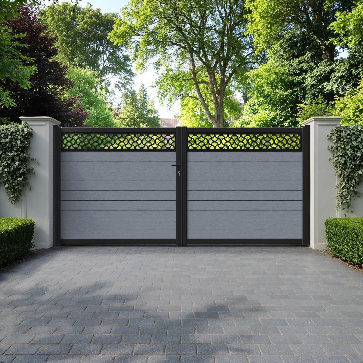 Fusion Vida Straight Top Driveway Gate - Anthracite - Top Screen
