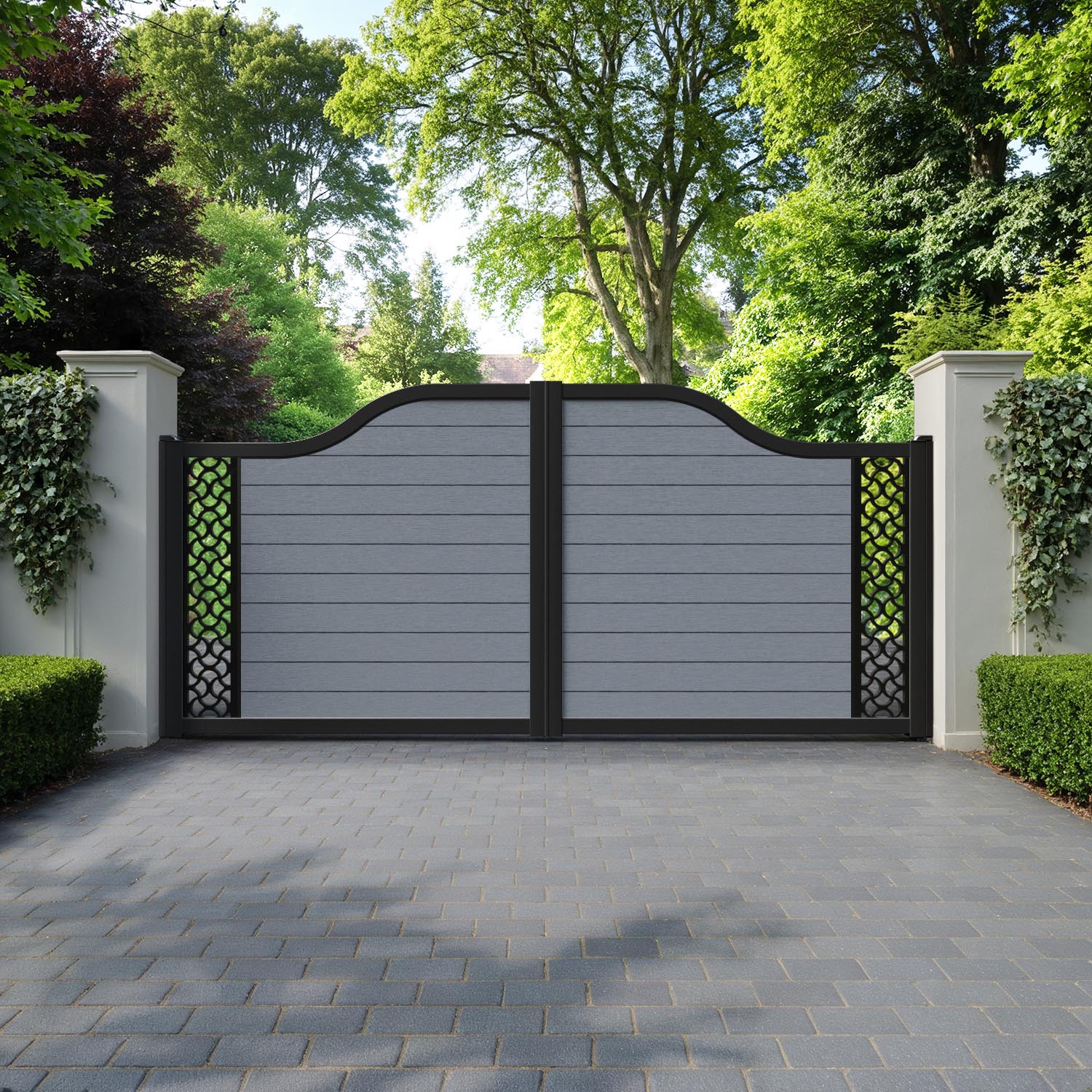 Fusion Vida Curved Top Driveway Gate - Anthracite - End Screen