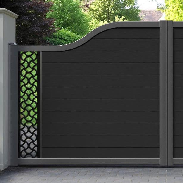 Fusion Vida Curved Top Driveway Gate - Black - End Screen