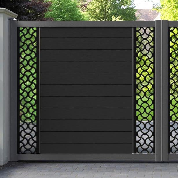 Fusion Vida Straight Top Driveway Gate - Black - Middle & End Screen