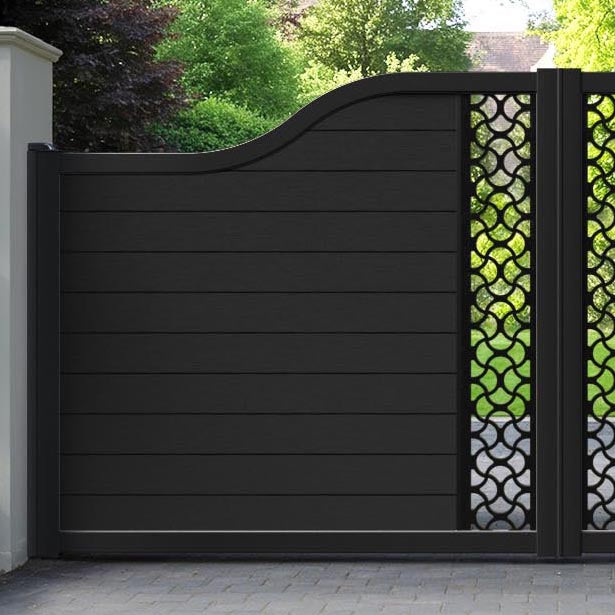 Fusion Vida Curved Top Driveway Gate - Black - Middle Screen