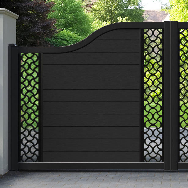 Fusion Vida Curved Top Driveway Gate - Black - Middle & End Screen