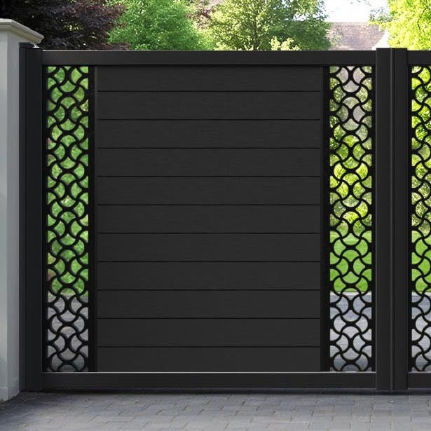 Fusion Vida Straight Top Driveway Gate - Black - Middle & End Screen