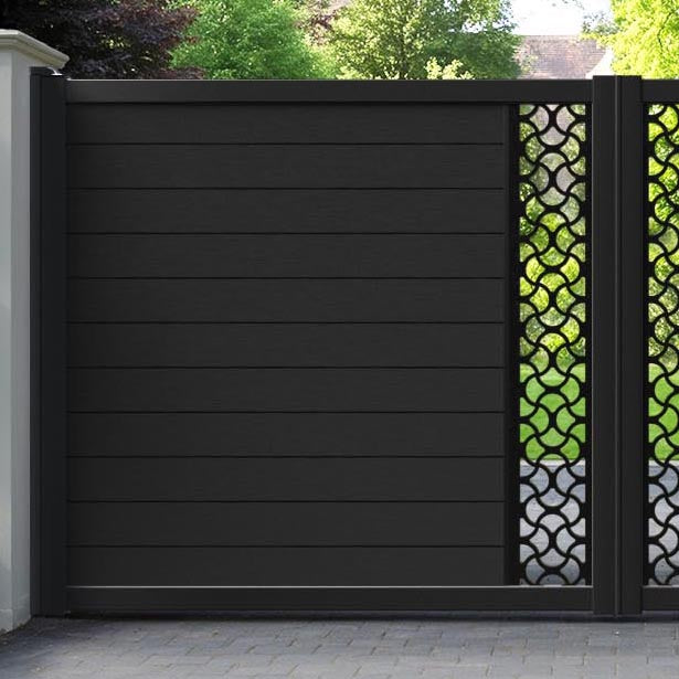 Fusion Vida Straight Top Driveway Gate - Black - Middle Screen