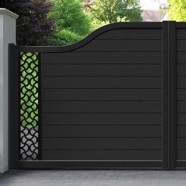 Fusion Vida Curved Top Driveway Gate - Black - End Screen