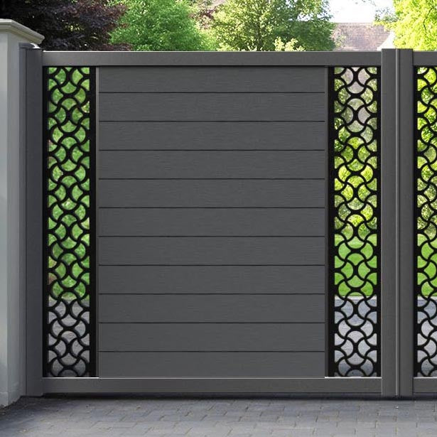 Fusion Vida Straight Top Driveway Gate - Dark Grey - Middle & End Screen