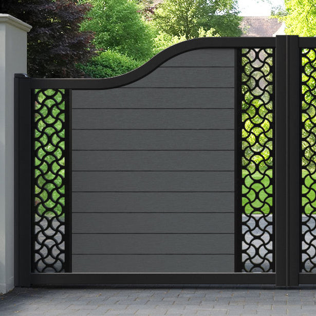 Fusion Vida Curved Top Driveway Gate - Dark Grey - Middle & End Screen
