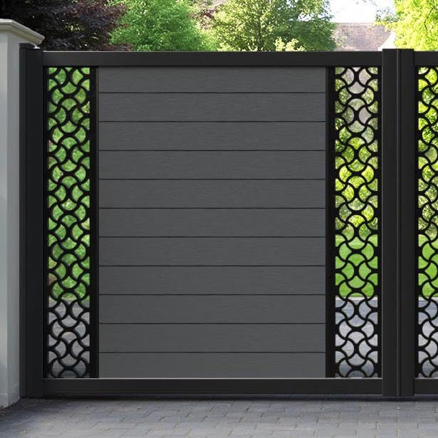 Fusion Vida Straight Top Driveway Gate - Dark Grey - Middle & End Screen