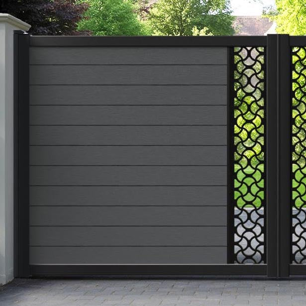 Fusion Vida Straight Top Driveway Gate - Dark Grey - Middle Screen