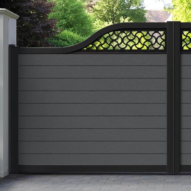 Fusion Vida Curved Top Driveway Gate - Dark Grey - Top Screen