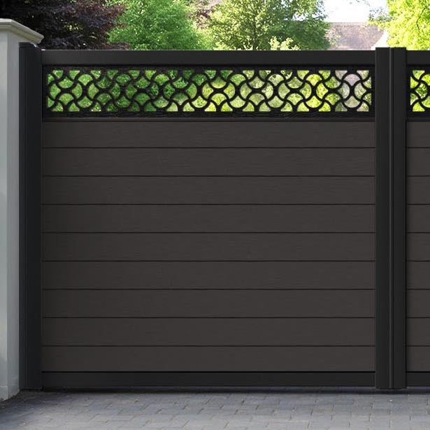 Fusion Vida Straight Top Driveway Gate - Dark Oak - Top Screen