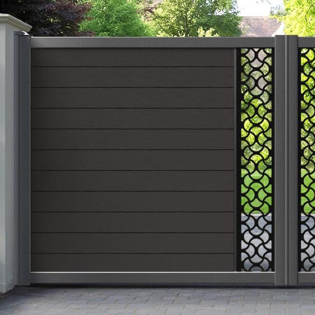 Fusion Vida Straight Top Driveway Gate - Dark Oak - Middle Screen