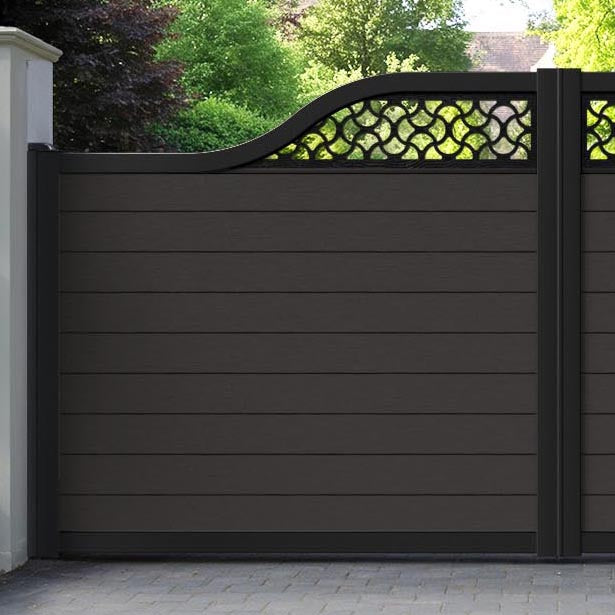 Fusion Vida Curved Top Driveway Gate - Dark Oak - Top Screen