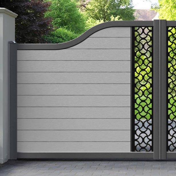 Fusion Vida Curved Top Driveway Gate - Light Grey - Middle Screen