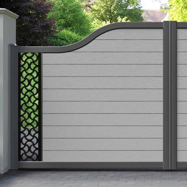 Fusion Vida Curved Top Driveway Gate - Light Grey - End Screen