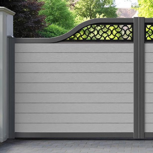 Fusion Vida Curved Top Driveway Gate - Light Grey - Top Screen