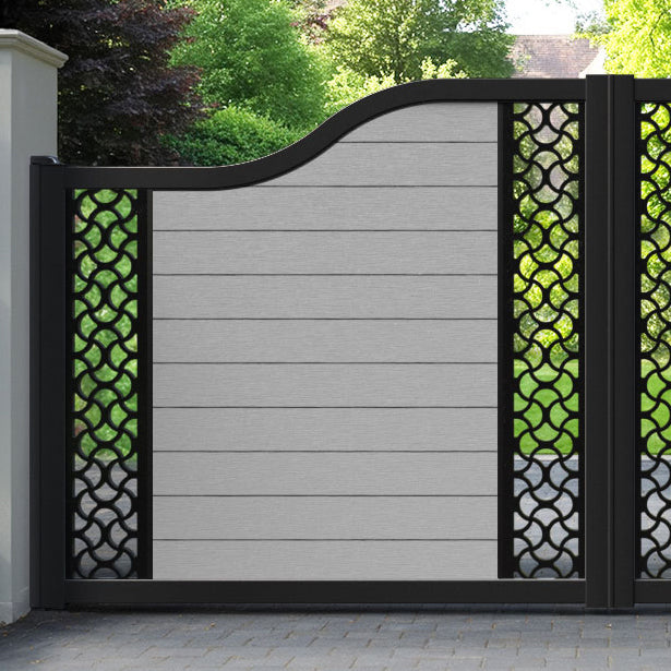Fusion Vida Curved Top Driveway Gate - Light Grey - Middle & End Screen