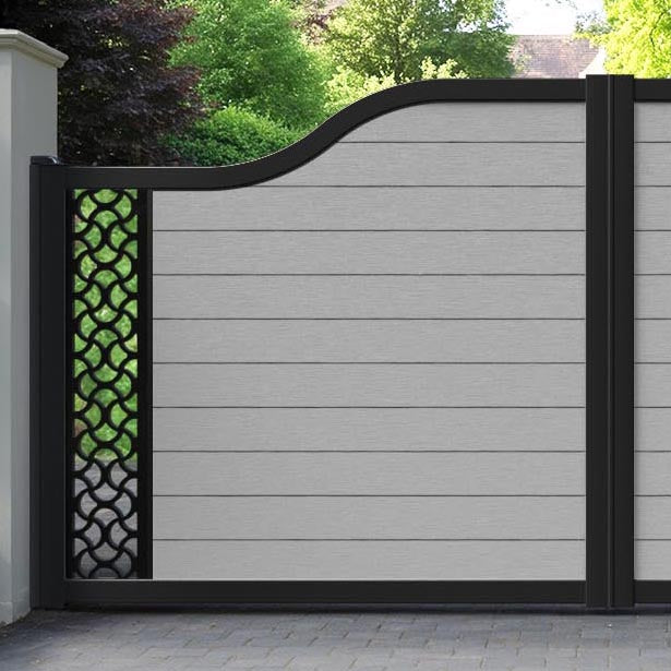 Fusion Vida Curved Top Driveway Gate - Light Grey - End Screen