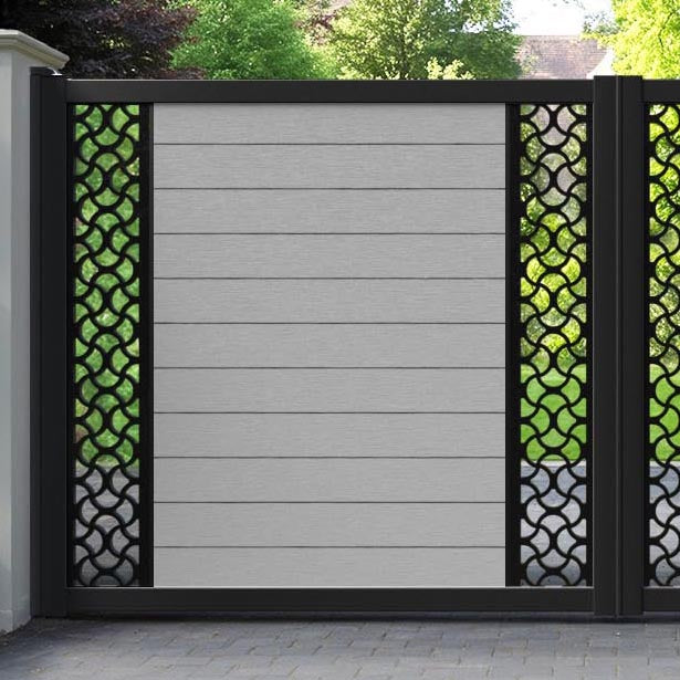 Fusion Vida Straight Top Driveway Gate - Light Grey - Middle & End Screen