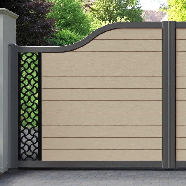 Fusion Vida Curved Top Driveway Gate - Light Oak - End Screen