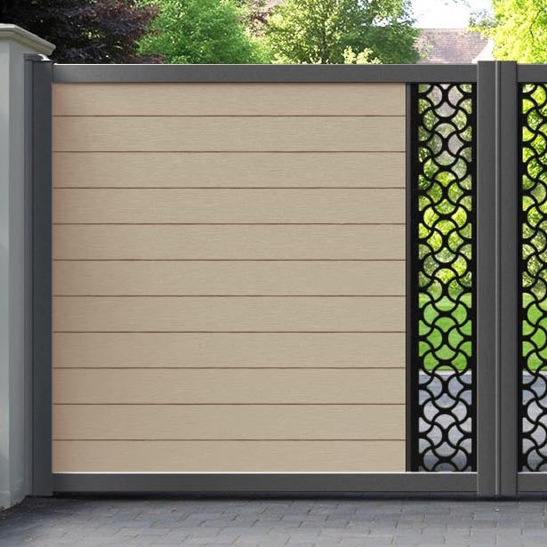 Fusion Vida Straight Top Driveway Gate - Light Oak - Middle Screen