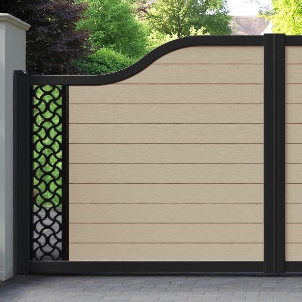 Fusion Vida Curved Top Driveway Gate - Light Oak - End Screen