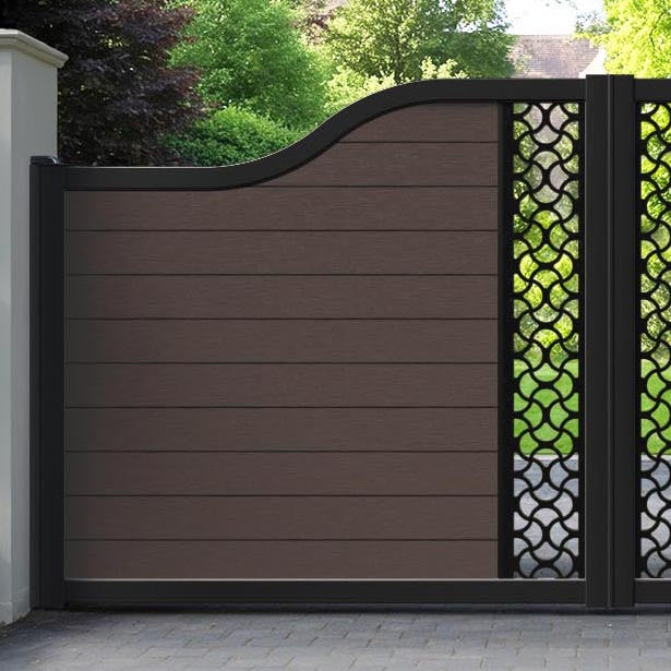 Fusion Vida Curved Top Driveway Gate - Mid Brown - Middle Screen